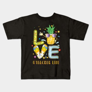 Teacher Life Pineapple Sunglasses Flip Flop Kids T-Shirt